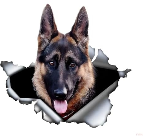Autoaufkleber 22cm Deutscher Schäferhund Auto Aufkleber German Shepherd Zerrissen Aufkleber Haustier Hund Reflektierende Wasserfester Aufkleber Auto Stoßstange Kofferraum Heckscheibe Dekorationen