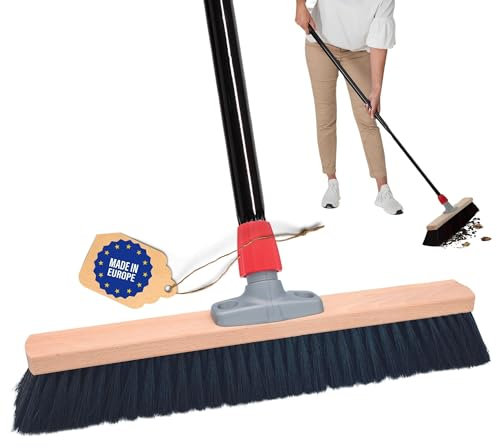 Novaliv Escoba de 50 cm con mango, cerdas sintéticas, escoba fina con mango, ideal como escoba de taller, escoba industrial, escoba para el hogar, escoba de habitación, cepillo para el pelo, escoba de