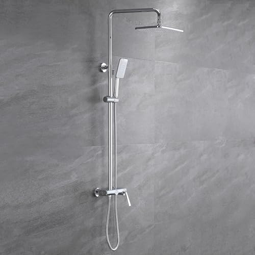 BiaoTeng Colonne de Douche Avec Mitigeur pour Baignoire, Monocommande Systeme Douche Murale 3 Fonctions Chaud et Froid Systeme de Douche pour Baignoire, Chrome