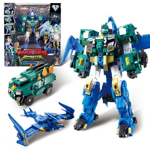 Quantum Heroes DINOSTER Robot Transformador 3 en 1 Stego Blast Wing, 11,81 Pulgadas, Juguetes Robot Carroza Transforming Juguetes para Niños y Niñas 5 6 7 8 9 10 años