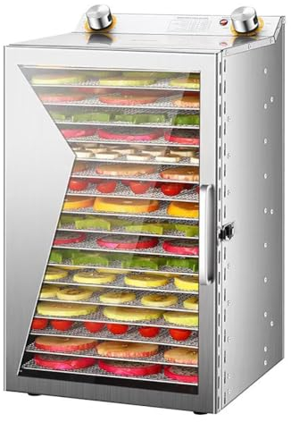 TT-YEC Déshydrateur Alimentaire Grande Capacité, Stratifié En Acier Inoxydable 18 Couches 650 W, Fenêtre Visuelle, Minuterie 12 Heures, Contrôle De Température 30-90°C
