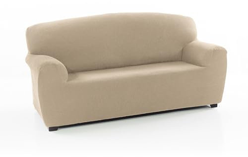 FAVERTI® Funda Sofá 3 plazas Elástica Universal de 180 a 220cm | Modelo Reale | Beige | Funda Protectora Sofá | Protector de Calidad de Tejido Jacquard Tacto algodón