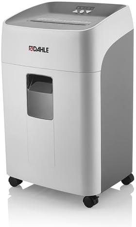 Dahle 504 Deskside, high capacity P-5 shredder, powerful engine for up to 15 sheets, extended runtimes, pull-out bin, jam free for home and office use