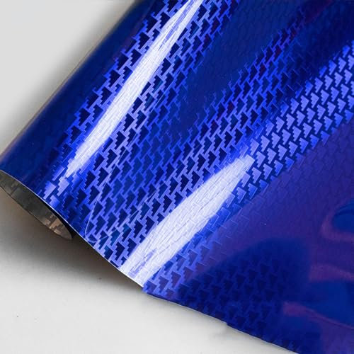 JoyFan Selbstklebend Autofolie, Carbon Folie Flugzeugmuster Hochglänzende Chromfolie, Autoaufkleber Abziehbilderbogen Vinyl Wrap DIY Auto Schutzfolie Dekorativ (Blau, 30cm*100cm)