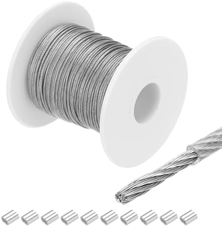QUARKZMAN Drahtseil Edelstahl 30M x 2 mm Stahlseil PVC ummantelt mit 10 Aluminiumhülsen Sicherungsdraht Aufhängedraht Drahtkabel Wäscheleine für Bilder Outdoor Zaun Gardinen, Transparent
