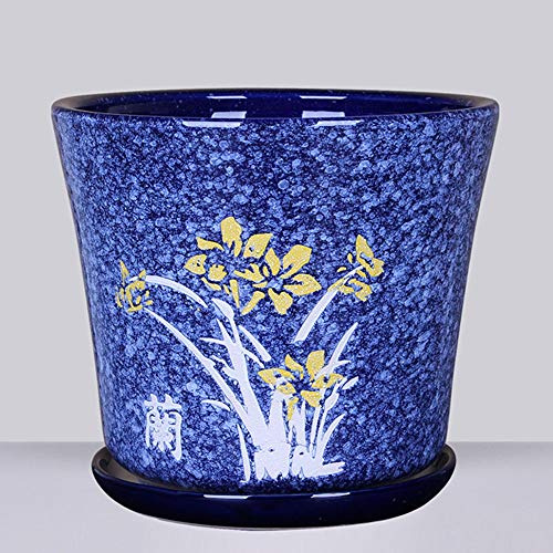 CAFIEDR Pots de Fleurs Pot de Fleur en céramique Style Chinois Pot de Plante Verte succulente d'intérieur Extra Grand Pot de Fleur de Plante Verte de chlorophytum Pot d,S
