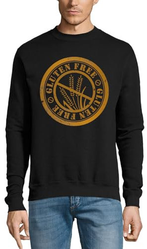 Pull en coton sans gluten avec tampon noir, Noir , XXL