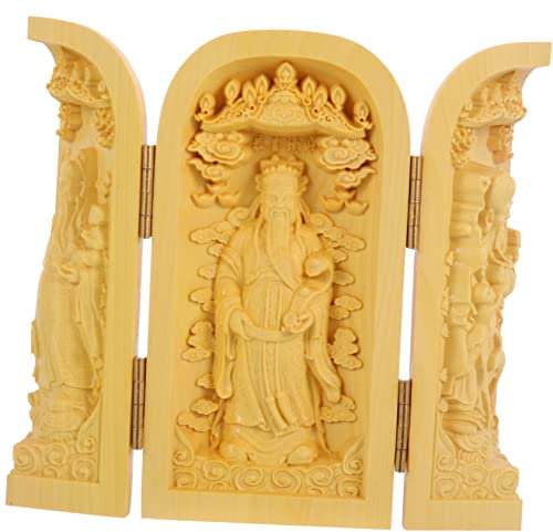 PRETYZOOM Holz Buddha Statue Kreativ Retro Figur Für Tisch Desktop Zen Handwerk Andenken Kleine Skulptur Familie Junge Mädchen Lieben Freunde Feiertage Schreibtischdekoration Innenbereich