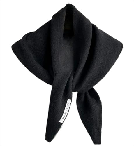 TYATVS Knitted Triangle Scarf for Women Y2k Head Scarf Downtown Girl Aesthetic Accessories Streetwear Triangle Shawl (Black)