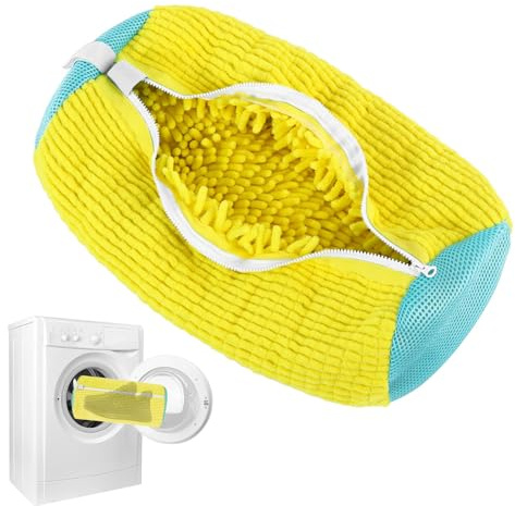 Reusable Shoe Washing Machine Bag, 360° Protection Trainer Washing Machine Bags with Zipper, Heavy-Duty Laundry Shoe Bags Shoe Cleaning Bag for Sneakers, Trainers, Running Shoes & Delicates (1PCS)