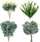kaiyaya Pack de 40 decoraciones de eucalipto, hojas artificiales de eucalipto, plantas artificiales, decoración de boda, comunión, decoración de mesa, flores artificiales, ramas artificiales, 4