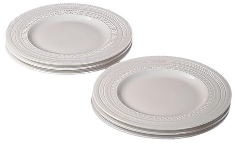 Servizio da Tavola Bone China 6 Pezzi – Set di Stoviglie in Ceramica con Motivo in Rilievo, Ispirato al Palazzo Imperiale, Porcellana di Alta Qualità (piatto piano da 8 pollici)