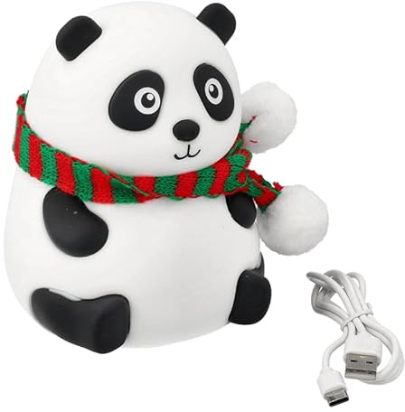 Jandei - Lámpara LED de noche Oso panda RGB carga USB. Lámpara De Mesita, De Noche, Bebes, Niños, De Silicona, Suave con Sensor Táctil. Perfecta para un regalo, Quitamiedos, Navidad