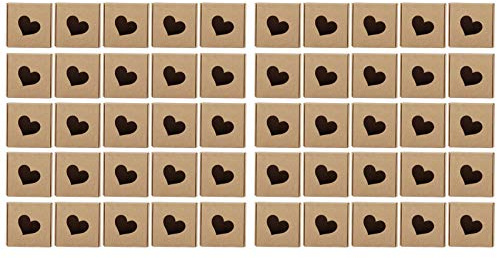 KooingTech 50 Pack 6.5x6.5x3 cm Kraftpapierboxen Herzförmigem Herzbox