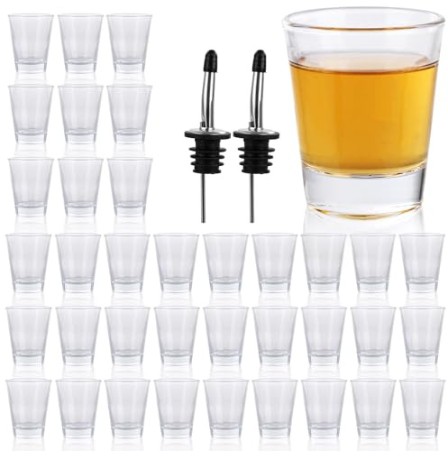 DAJAVE Shot Glasses Set of 36, 1.5oz/47ml Shot Glasses with Heavy Base Mini Shot Glass Small Glass for Spirits, Cocktail, Whisky, Liquor, Espresso, Bar, Party - with Speed Pourers