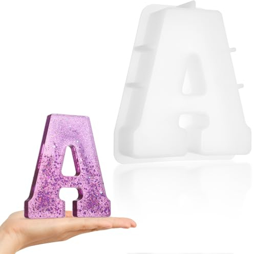 Luxeu Silikonform Buchstaben Groß, 7 inch Epoxidharz Formen Buchstaben, Silikonformen Gießformen für 3D-Alphabet, für Wortzeichen Kunst, DIY Basteln, Seifenherstellung, Kerzenwachs (A)