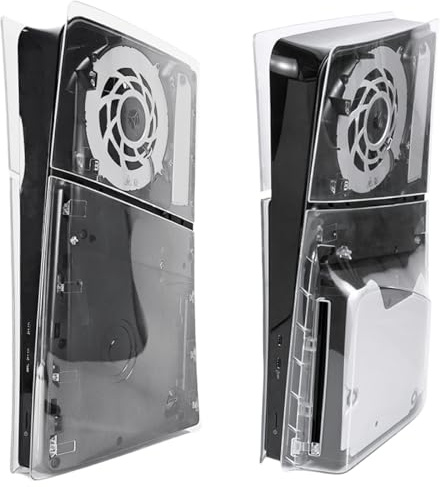 Cubierta transparente 5 en 1 para PS5 Slim Disc y edición digital, paneles laterales transparentes compatibles con PlayStation 5 Slim Console Placa frontal protectora de repuesto (transparente)