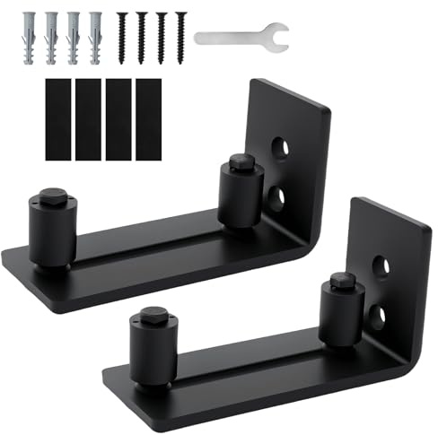 2 Stück Bodenführung Schiebetür mit Verstellbare Stützrolle Flaches Design Carbonstahl Schiebetür Bodenführung für Schiebetüren und Scheunentüren