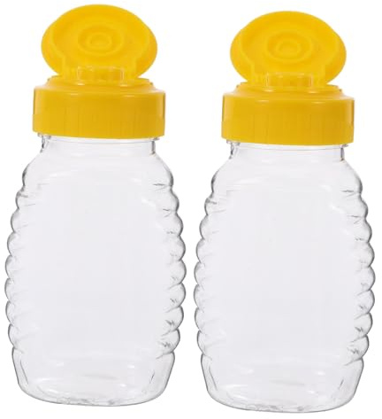 LOORGVEL Bouteille à Miel 108ml en Plastique, Lot de 2, Anti-fuite | Pot de Miel en Verre, Flacon pour Miel Liquide, Mini Flacon Souple à Condiments