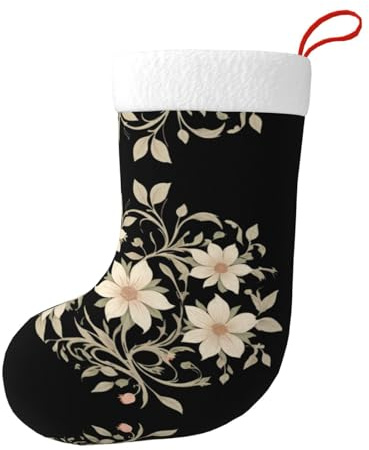 Whjshop Blooming Chrysanthemums Pattern Double-Sided Printed Christmas Socks for Large-Capacity Holiday Party Indoor Decorations