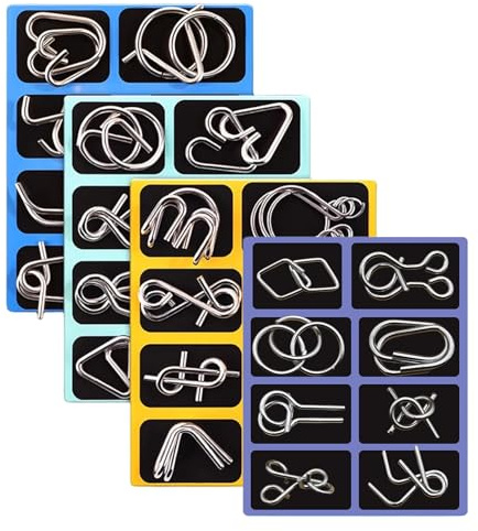 de Alambre de Metal, Paquete de 32 Unidades, 7,09 x 5,51 Pulgadas, 640 G, Juego de lógica Entrelazado de desbloqueo de Hierro para niños y Adultos | Juguete Educativo para Resolver