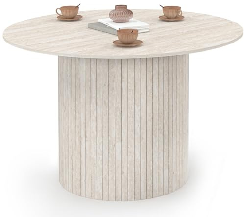 IDMarket - Table à Manger Ronde Juliette 6 Personnes 110 cm Pied Lattes