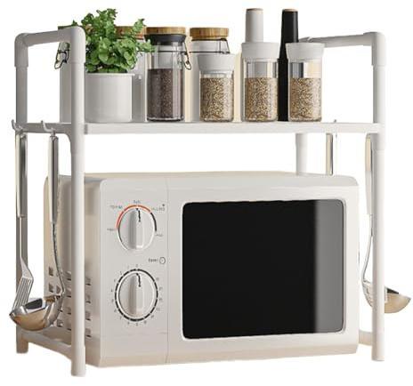 2/3 Livelli Ripiano Per Microonde Organizer Cucina salvaspazios, Scaffale Metallo Cucina Per Microonde Doppio, Supporto Microondes Con 4/8 Ganci, Per Piano Di Lavoro, Da Forno, Organizer Da Cucinas