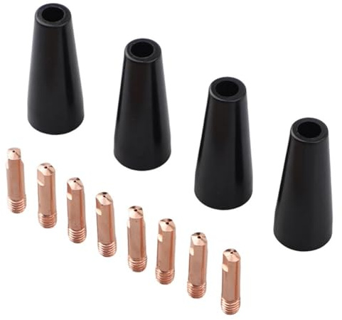 CashMuch Flux Core Kit de 12 embouts de buse sans gaz pour soudage MIG avec 4 buses et 8 embouts de contact en cuivre (0,6-1,2 mm), pour torches 14AK/15AK/MB14/MB15