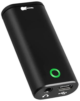 Plyisty Carte Son D'enregistrement Interne, Interface de Guitare Portable à Clipser avec Prises Jack 6,35 Mm 3,5 Mm de Type C, pour Smartphones iOS, Tablettes, Guitares électriques,