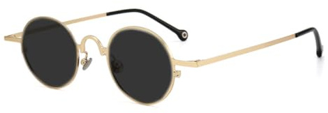 JRLLFD Gafas de sol vintage de titanio puro con montura redonda pequeña para hombre, estilo punk, UV400, circulares