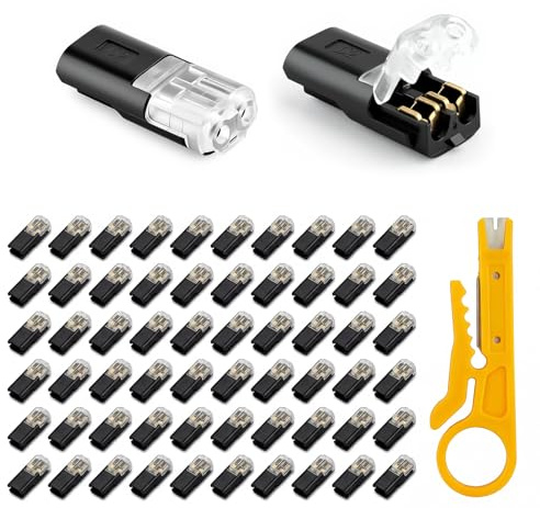 RJTCXJS 60 Pcs Electric Wire Connectors 2-pin, 2-pin Plug Cable Connectors | 18-22AWG Waterproof Automotive Wire Connectorss, Plug-in Electrical Crimp Connectorss, Cable Terminals for Cars and Trucks
