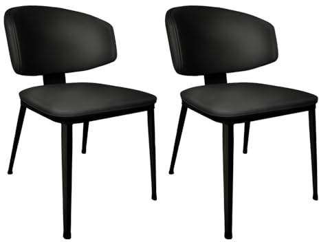 Future Warrior Set aus 2 Esszimmerstühlen, gepolsterte Esszimmerstühle mit Rückenlehne, Samtsitzfläche, geeignet für Wohnzimmer, Küche und Esszimmer, Metallbeine, Tragkraft 150 kg (Schwarz)