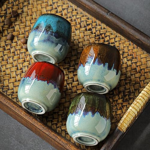 Ceramic Espresso Cups Set of 4 80ml Handmade Colourful Coffee Mugs Tea Cups