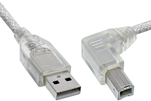 InLine 34520R USB 2.0 Kabel, A an B, rechts abgewinkelt, transparent, 2m