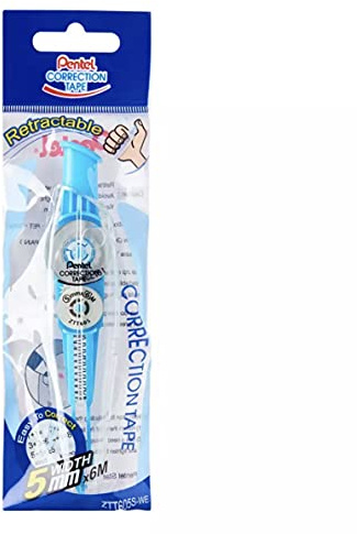Pentel Correction Tape ZTT605 Korrekturband, einziehbar, 5 mm x 6 m, hellblau
