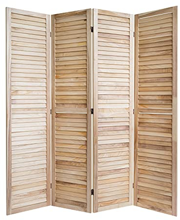 Homestyle4u 1248, Paravent Raumteiler 4 teilig, Holz, Natur Vintage, Höhe 170