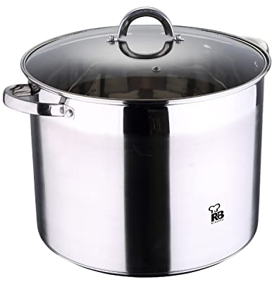 RENBERG Alexander | Pentola da Cucina | Pentola Alta di 30 x 28 cm e 20 Litri con Coperchio di Vetro | Acciaio Inox | Utensili da Cucina | Fondo Incapsulato di 5 Strati | Per Tutti i Piani Cottura