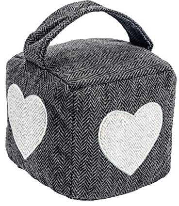 Nicola Spring Harengbone Door Stop - Country Cottage Decorative Intérieur Porte de Porte intérieure - 16 x 16 cm - Heart