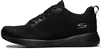 Skechers Bobs Squad Tough Talk, Scarpe da Ginnastica Donna, Black Engineered Knit Trim Blk, 37.5 EU