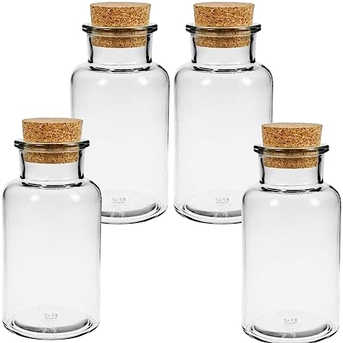 mikken 4 x Apothekerglas 300ml Glasflasche mit Korken inkl. Etiketten
