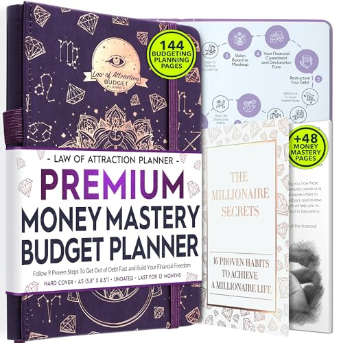 Pianificatore finanziario, pianificatore mensile e organizzatore mensile di bollette: viaggio di 12 mesi verso la libertà finanziaria, pianificatore mensile per il budget, risparmio di denaro, prenota