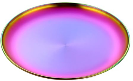 Buyer Star Edelstahl Teller, 23cm Edelstahl Platten, Metall-Speiseteller für Steaksalat, Dessertteller, Edelstahlteller Servierteller für Camping, Picknick, Küche, Grillen, Party, 1 Stück Regenbogen