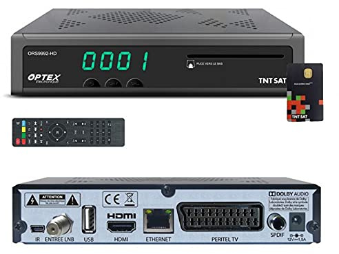 Terminal DE RÉCEPTION TNT Gratuite par Satellite - OPTEX ORS9992-HD - avec Carte D'ACCES TNT, Port USB pour MISES A Jour ET ENREGISTREMENTS
