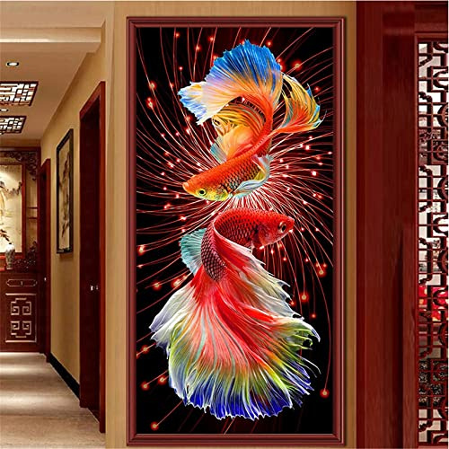 SWECOMZE 5D Diamond Painting Set Goldfisch Diamant Painting Diamant Malerei Wohnzimmer Schlafzimmer Büro Wand Und Eingang Dekoration (90x170cm)
