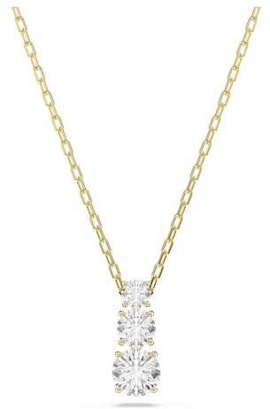 Swarovski Stilla Attract Collana Pendente, con Zirconia Trasparente, Pietre Scintillanti a Taglio Round, Chiusura a Moschettone, Placcatura in Tonalità Oro, 38-45 cm, 1,5 x 0,5 cm