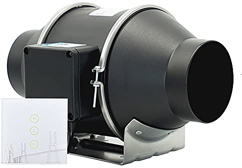 4 inch Exhaust Fan Inline Duct Fan Ventilator 117 CFM Infinity Ventilation Blower Can Fan Low Noise Energy-Saving for Basement Bathroom Kitchen Workshop Home with Wireless Switch (Black)