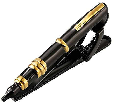 Krawattennadeln für Herren Schmal, Krawattennadel Retro Edelstahl Zweifarbiger Stift Geformt Krawattenklammer Goldschwarz Schmuck Geschenke