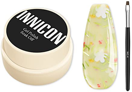 Innicocn halbpermanenter Nagellack mit 1 Nagelbürsten, semi-permanenter Nagellack, halbpermanenter Nagellack für Gelnägel UV LED Nagellack