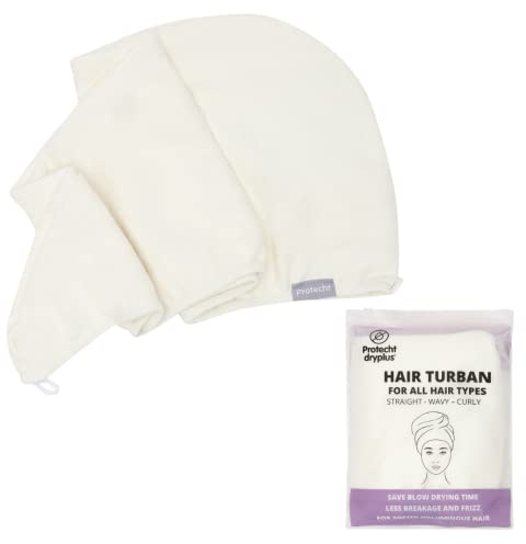 PROTECHT DRYPLUS Turbante per capelli in microfibra super assorbente, bianco