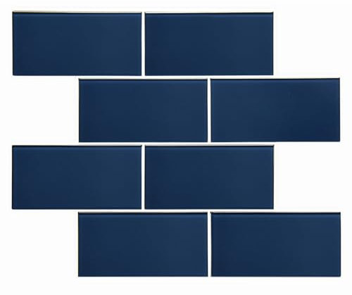 CASAPALACE Glasfliesen zum Abziehen und Aufkleben, 7,6 x 15,2 cm, U-Bahn-Mosaikglas-Rückwand für Küche, Badezimmer, Wand (dunkelblau, 5 Blatt, 5 m²)